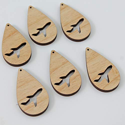 ALL SIZES BULK (12pc to 100pc) Unfinished Wood Laser Airplane Plane Cutout Solid Teardrop Shape with Cutouts Dangle Earring Jewelry Blanks Shape Texan Wood Crafts