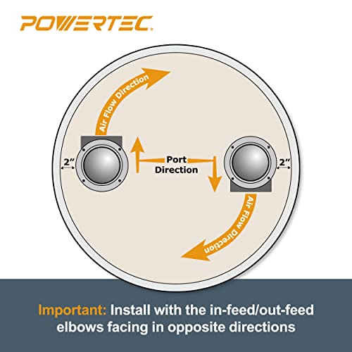 POWERTEC 70292 4-Inch Cyclone Dust Collection Elbows and Couplers Separator Kit for Woodworking Debris Containers, Buckets and Barrels POWERTEC