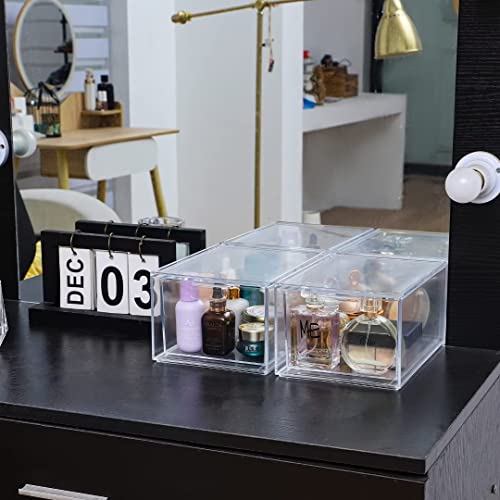 2 Pack Clear Makeup Organizer for Vanity Stackable Acrylic Cosmetic Display Case For Bathroom Under Cabinet Organizers And Storage Drawer For Make up Cq acrylic