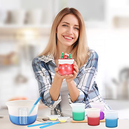 KISREL Silicone Measuring Cups for Resin, Resin Supplies with 600&100ml Silicone Cups, Resin Mixing Cups, Silicone Stir Sticks, Epoxy Mixing Cup KISREL