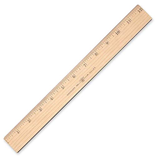 Westcott Wood Ruler Measuring Metric and 1/16 " Scale With Single Metal Edge, 30 cm (10375) Westcott