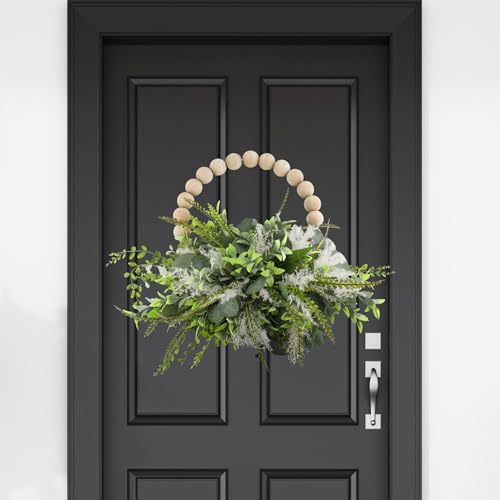 Darware Farmhouse Wood Beaded Wreath Base (13-Inch), Rustic Bead Ring for DIY, Crafts, and Floral Decor Darware