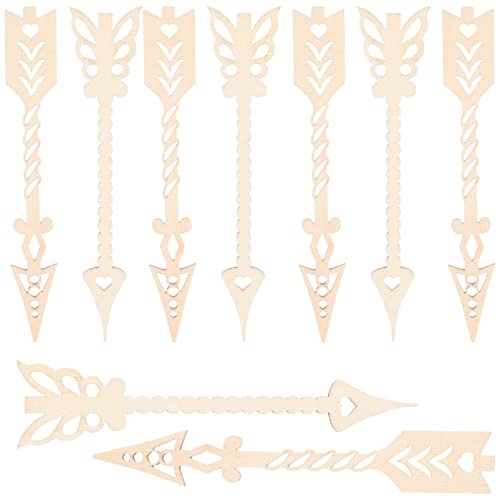 SEWACC 10pcs Unfinished Arrows Wood Pieces Wooden Shape Cutouts DIY Blank Wood Sign Arrows Cutout Embellishment for Wedding Birthday Party SEWACC
