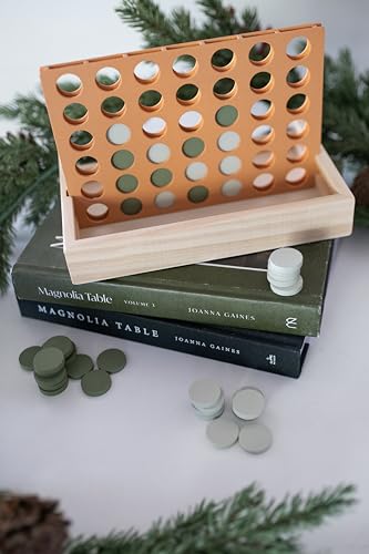Brooklyn Neutral Wooden 4 in a Row Game- Aesthetic Board Games-Wooden Connect Four-Neutral Coffee Table Decor- Montessori Travel Games for Kids and Brooklyn Neutral