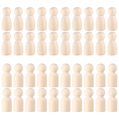STOBOK Unfinished Wooden Peg Dolls: 50 Pack Peg People Crafts DIY Wood People Toys, Doll Bodies Wood Figures, Decorative Peg Doll People for Kids Art STOBOK