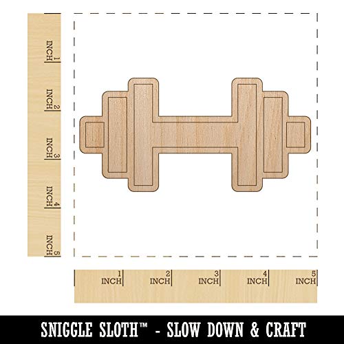 Weight Dumbbell Workout Icon Unfinished Wood Shape Piece Cutout for DIY Craft Projects - 1/8 Inch Thick - 4.70 Inch Size Sniggle Sloth