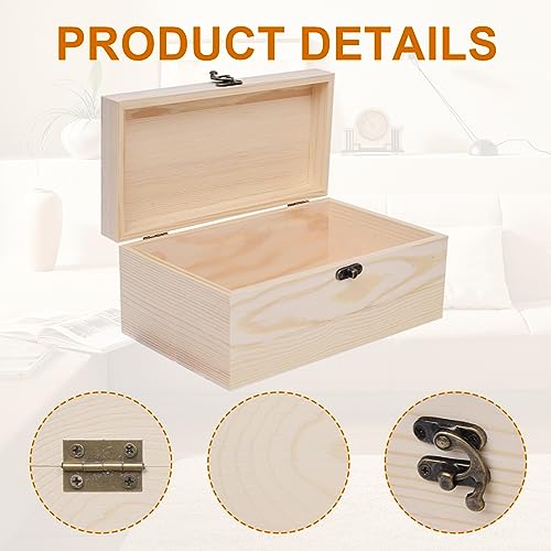 Voittozege 8 Pack Unfinished Wood Box for Crafts 6 X 4 X 2 Inch Natural Wood Box with Hinged Lids and Front Clasps, Small Wooden Boxes for DIY Gift Voittozege