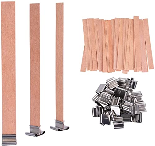 PXBBZDQ 100 PCS Wood Wicks for Candles Making 5.9 X 0.5 Inch Crackling Wooden Candle Wick for Soy Candle Making,Long Woodwick - 50 Sets PXBBZDQ