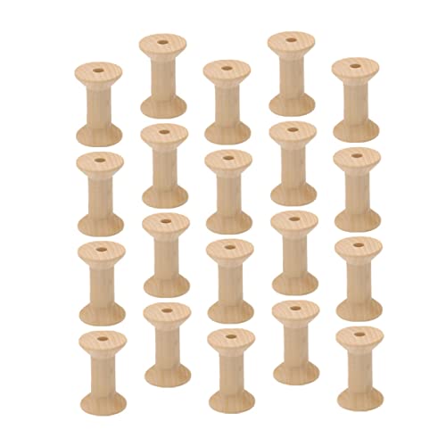 LALAFINA 60 Pcs Sewing Project Kits Unfinished Bobbin Wooden Spools for Crafts Wooden Bobbins Weaving Bobbins Wood Spools Yarn Kit Embroidery Kit LALAFINA