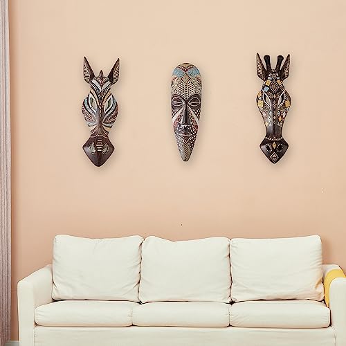 OTARTU African Mask Wall Sculpture Hand Carved African Tribal Wall Mask Art OTARTU