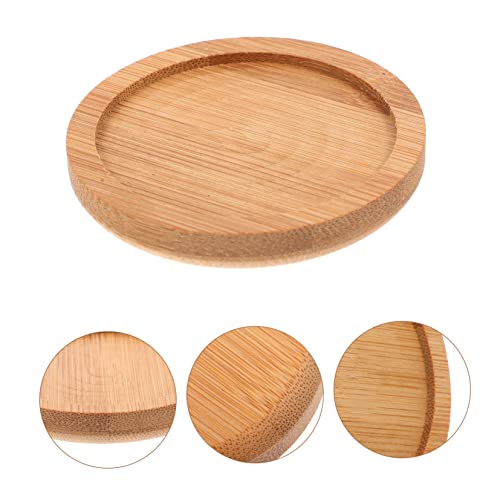 Zerodeko 6pcs Bamboo Coasters Teacup Coasters Blank Coasters Wooden Coasters for Drinks Table Top Tripod Beer Saucers Hot Drinks Pads Round Cup Mat Zerodeko