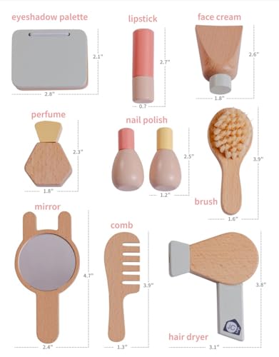 JC Toys Parfait Collection | Real Wood 10 Piece Personal Care-Make Up Set | for Dolls and Stuffed Animals Ages 3+ | Twiggly Toys JC Toys
