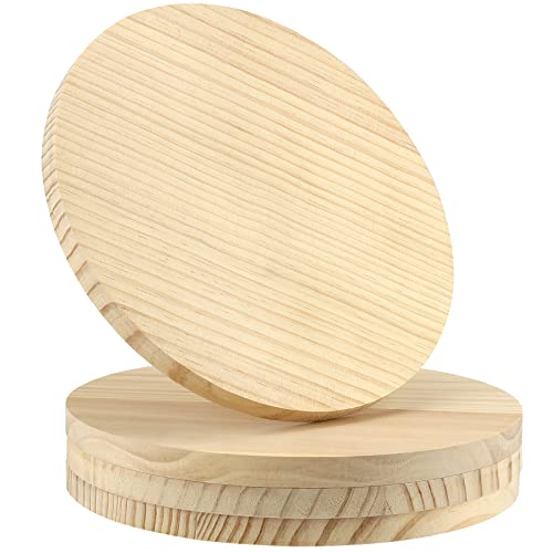 SINJEUN 4 Pack 12 Inches Round Wood Plaque, 3/4 Inch Thick Blank Wooden Hanging Sign, Unfinished Wood Boards with Hanging Hole for DIY Crafts SINJEUN
