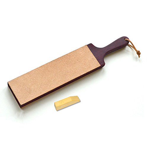 Flexcut Dual-Sided Paddle Strop, Smooth and Rough Leather Sides, 1 oz. Bar of Flexcut Gold Polishing Compound Included (PW16) FLEXCUT