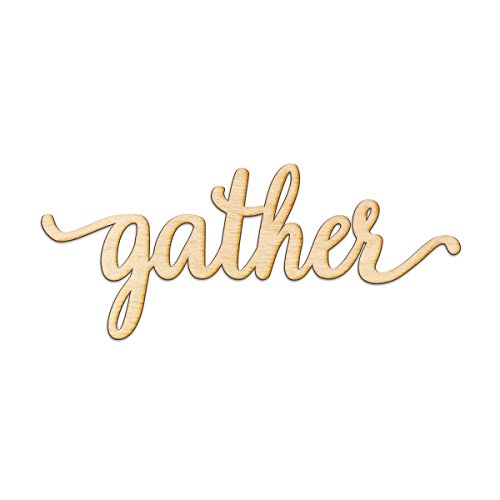 Woodums – Gather Script Wooden Wall Art Decor, Unfinished Wood Sign for Family Room Decor, Charlie Script Letter Wood Cutout, 18 x 8 Inches Wall Woodums