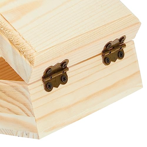 6 Pack Unfinished Wooden Boxes with Hinged Lids, Pinewood Magnetic Wood Box for Crafts, Jewelry Storage (3.5 x 3.5 x 2 In) Bright Creations