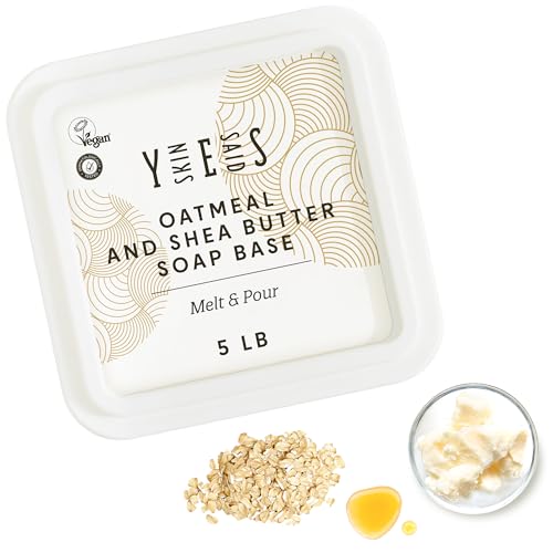 Skin Said Yes 5 Lb Oatmeal Soap Base - SLS/SLES free, No Palm Oil, Organic Soap Base, Bulk Melt and Pour Soap Base, Natural Soap Base for Soap Making Skin Said Yes