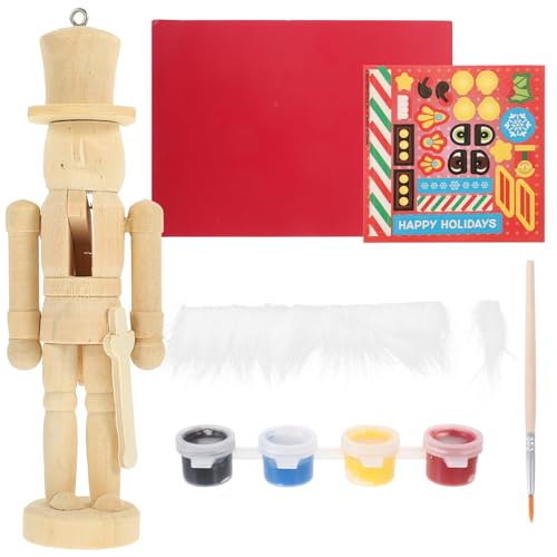 ARTIBETTER Christmas Wooden Unfinished Nutcracker Figurines Set DIY Blank Unpainted Nutcracker Puppet Walnut Soldier Figures Ornament Decoration for ARTIBETTER