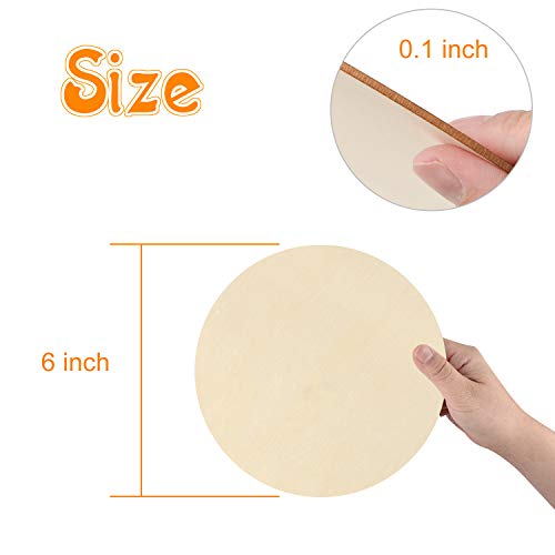 40 Pieces 6 Inch Unfinished Wooden Circles, Wooden Cutouts Natural Round Wood Slices for DIY Wood Craft, Door Hanger, Painting, Wedding, Coasters, Coopay