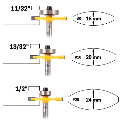 YONICO Biscuit Cutter Joint Slot Router Bit & Bearing Set 1/4-Inch Shank 14383q Yonico