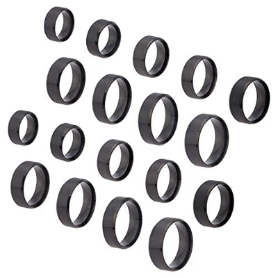 UNICRAFTALE 18Pcs Black Stainless Steel Plain Band Ring 9 Sizes Laser Inscription Blank Finger Ring Metal Hypoallergenic Wedding Classical Ring for
