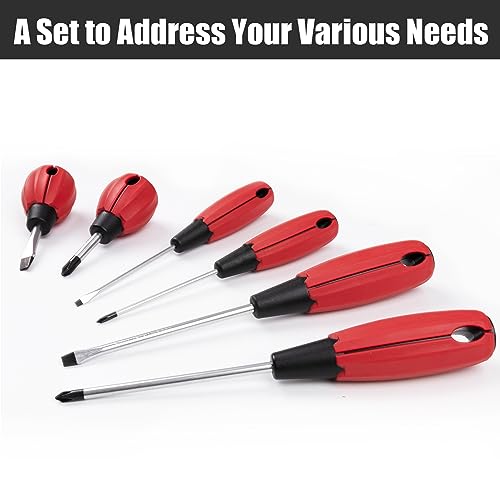 KURUI Magnetic Screwdriver Set, 6-Piece Screw Drivers Tool Set 3 Phillips and 3 Flat Head, Standard Screw Driver and Stubby Screwdriver Have KURUI