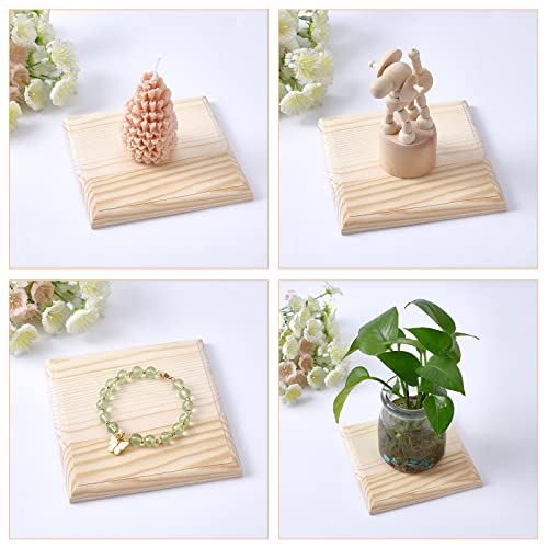 OLYCRAFT 4pcs 4.7" Squares Wooden Plaques Unfinished Wooden Base Natural Pine Wood Plaque Wood Squares Wood Base for DIY Craft Projects Engraving OLYCRAFT