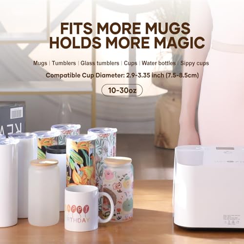 HTVRONT Auto Tumbler Heat Press Machine - Mug Heat Press Heat Up Fast & Even, Professional Tumbler Press High-Security for 10-30oz Sublimation HTVRONT