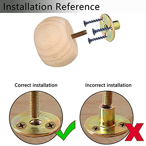 2 Inch Bun Feet for Furniture Unfinished Solid Hardwood Round Ottoman/Couch/Sofa Legs Set of 4 Maricome