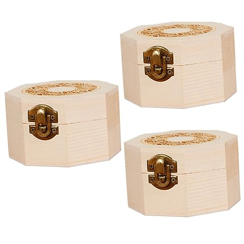 Zerodeko 3 Pcs Gift Box Earring Organizer for Women Wood Tea Storage Case Unfinished Wood Ring Chest for Tea Bag Wood Trinket Cube Tea Cake Brick Zerodeko