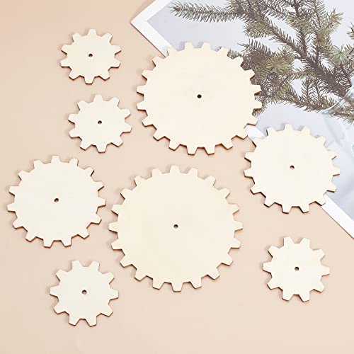 OLYCRAFT 9pcs Unfinished Wooden Gears Undyed Wood Pendants Gear Slices Charms Steampunk Wood Gear Pieces Embellishments Unfinished Wooden Gear Pieces OLYCRAFT