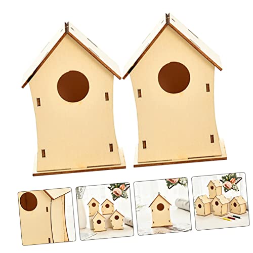 EXCEART 8 Pcs Christmas Wooden House Wood House Decor Birdhouse Kit Unfinished Wooden Bird Houses Christmas Tree Hanging Decoration Miniature Village EXCEART