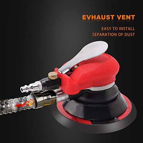 ZFE Random Orbital Sander 5" & 6" Pneumatic Palm Sander with Extra 5" Backing Plate, Sponge Polishing Pads, Sandpapers Low Vibration and Heavy Duty ZFE