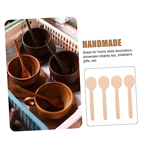 VILLCASE 4pcs Unfinished Wooden Spoon Coffee Spoon Sugar Spoon Wooden Craft Kit for Whittler Starter Wood Carving Spoon Blanks Wooden Spoon for VILLCASE