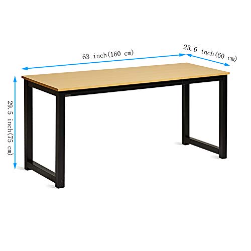 Decoholic Modern Computer Desk 63” Large Workstation Office Desk Computer Table Study Writing Desk for Office Home, with Leg Bars,Industrial Decoholic