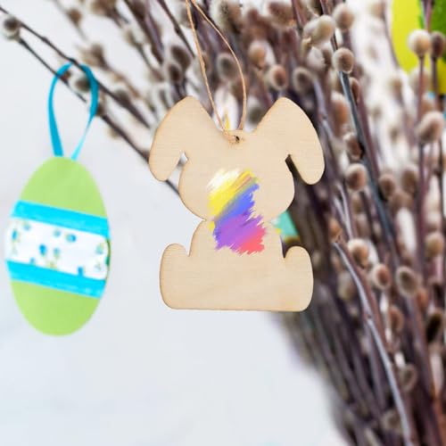 Tofficu 36Pcs Wooden Bunny Cutouts Unfinished Wood Cutouts to Paint Rabbit Wood Slices for Easter Crafts Easter Spring Decorations Tofficu