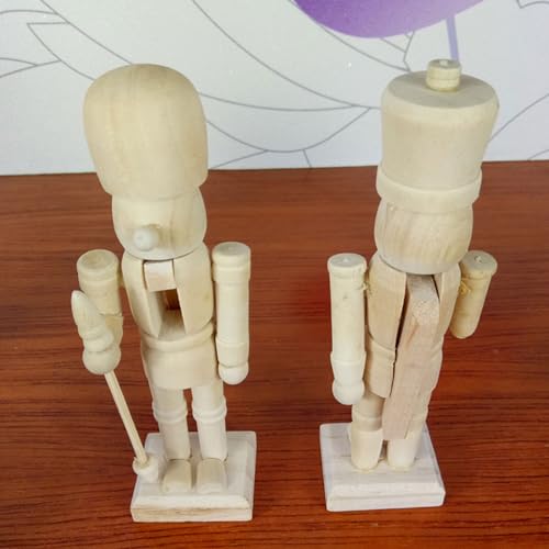 6pcs DIY Wooden Christmas Nutcrackers, DIY Blank Unpainted Unpainted Puppet Walnut Soldier With Paint & Brush For Christmas Decoration YmilemY