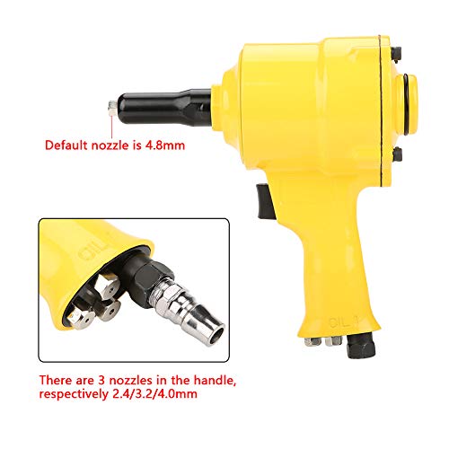 Oumefar KP-705P Pneumatic Rivet Gun, Pneumatic Air Riveter Pistol Grip Rivet Gun Air Powered Riveting Tool Cordless Rivet Tool for Decoration Oumefar