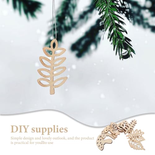 KALLORY 1 Set Unfinished Wooden Cutouts Pieces Blank Wood Slice Pieces Wooden Embellishments Wooden Plants Pieces Cutouts Craft Embellishments for KALLORY