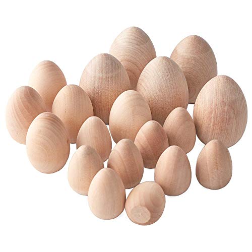 Package of 19 Assorted Unfinished Wood Eggs from Factory Direct Craft - Wooden Eggs for Easter Holiday Crafts DIY and Decorations Factory Direct Craft