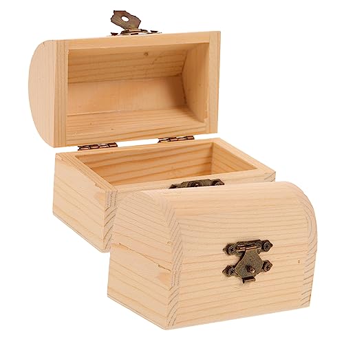 VOSAREA 2pcs Pirate Treasure Chest Wooden Box Wooden Treasure Organizer Rustic Jewelry Chest Unpainted Wood Chest Unfinished Wooden Kids Storage Bin VOSAREA