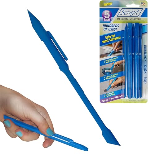 Scrigit Scraper Wide Blade No-Scratch Plastic Scraper Tool, 3 Pack - The Handy Multi-Use Scraping Tool for Removing Food, Labels, Stickers, Paint,