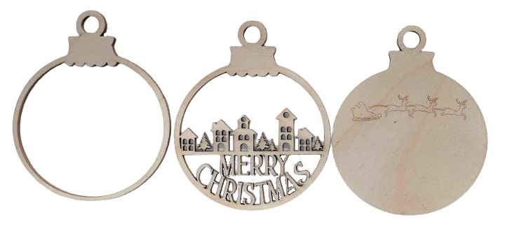 Christmas Village Scene Door Sign 3 Pieces Laser Cut Out Unfinished RND16 The Wood Shape Store