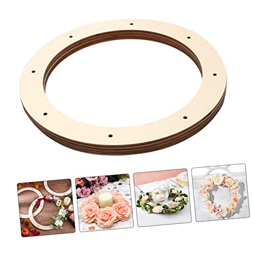 SEWACC 2Pcs Wooden Wreath Frame Flat Wreath Base Wreath Form Flower Wreath Boards Wreath Boards with Holes Craft Hoop Rings Floral Hoop Centerpiece SEWACC
