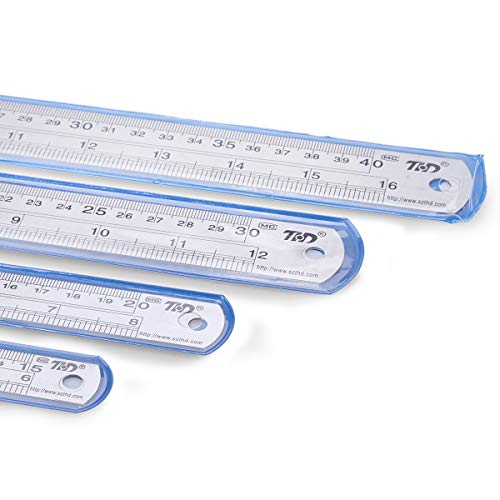Ruler Metal Stainless Steel Ruler Straight Edge Measuring Tool Set of 4(6/8/12/16 inch) Fyore
