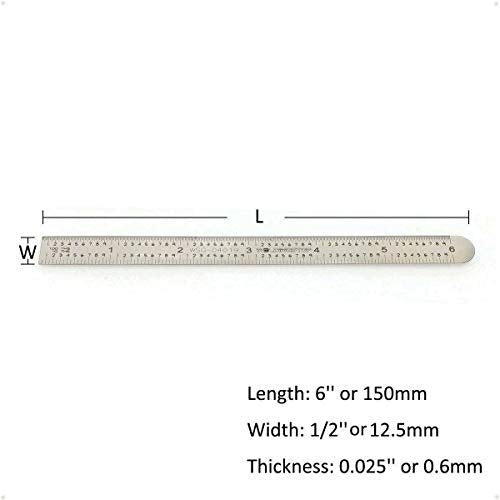 WeldingStop 6 in Machinist Ruler Scale 5R 10ths 1/100 1/32 1/64 Graduation Flexible Decimal Inch Steel Rule WeldingStop