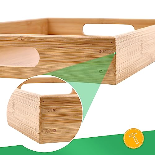 Sgigiul Bamboo Dinner Food Trays for Eating On Couch Party Platters for Serving Food Decorative Tray for Kitchen Counter Rectangle(15.74" Lx11.2”W Sgigiul