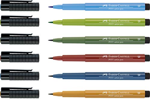 Faber-Castell Faber-Castel Faber-Castell FC167105 Pitt Artist Color Brush Wallet Set (6 Pack), Landscape, Assorted Faber-Castell
