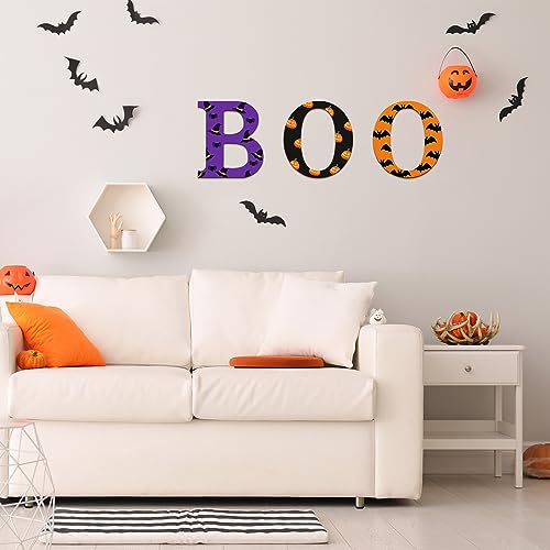 Large Size 12 Inch Wooden Letters Boo Ornaments to Paint, Halloween Decorations DIY Blank Unfinished Wood Ornament Walls Crafts Decorations, Sophena