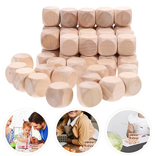 Kisangel 50Pcs wooden six sided dice 6 Sided Dice wood dice crafting blanks wood stacking cube unfinished wooden blocks for crafts wooden cubes bulk Kisangel